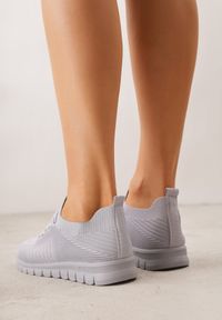 Born2be - Szare Sznurowane Buty Sportowe Sneakersy z Siateczki Caeolea. Okazja: na co dzień. Kolor: szary. Materiał: jeans. Sport: fitness, joga i pilates #6