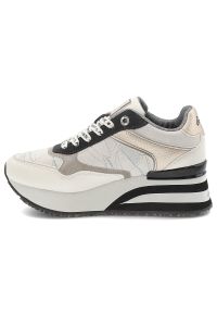 Sneakersy damskie Anekke, cholewka ze skóry naturalnej licowej wysoka platforma sznurowanie sportowy styl casual, białe, 42370-443. Okazja: na co dzień. Zapięcie: sznurówki. Kolor: biały. Materiał: skóra. Szerokość cholewki: normalna. Wzór: nadruk. Obcas: na platformie. Styl: casual, sportowy #8