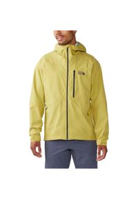 MOUNTAIN HARDWEAR - Płaszcz Przeciwdeszczowy Męski Mountain Hardwear Stretch Ozonic. Kolor: żółty. Sport: wspinaczka, narciarstwo