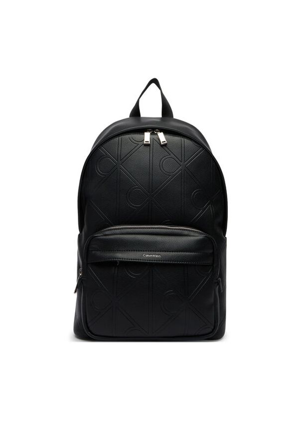 Calvin Klein Plecak Emblem Aop Emboss Round Backpack LV04D3398G Czarny. Kolor: czarny. Materiał: skóra