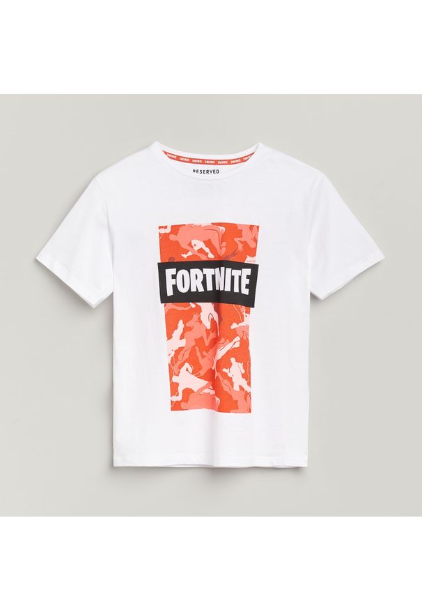 Reserved - Bawełniany t-shirt Fortnite - Biały. Kolor: biały. Materiał: bawełna
