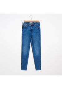 House - Jeansy high waist skinny z bawełny organicznej - Granatowy. Stan: podwyższony. Kolor: niebieski #1