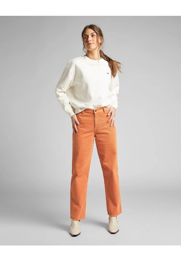 Lee - DAMSKIE SPODNIE SZTRUKSOWE LEE WIDE LEG LONG SANDY PEACH L31ZQU42 112139900. Materiał: sztruks
