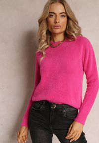 Renee - Fuksjowy Sweter Wełniany Elisabema. Kolor: różowy. Materiał: wełna. Długość rękawa: długi rękaw. Długość: długie. Styl: klasyczny #5