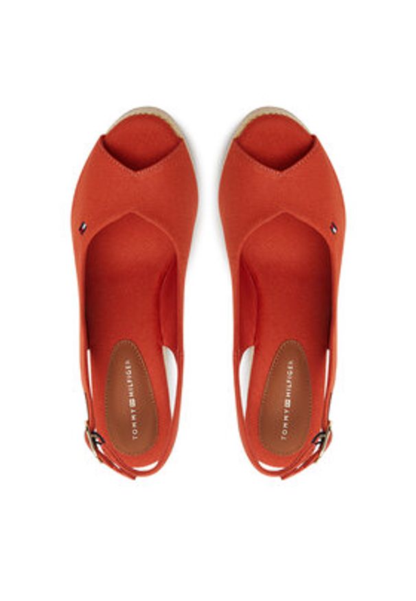 TOMMY HILFIGER - Tommy Hilfiger Espadryle Flag High Wedge Espad Slingback FW0FW08597 Pomarańczowy. Kolor: pomarańczowy. Materiał: materiał