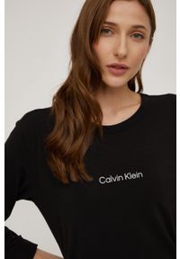 Calvin Klein Underwear Koszula nocna damska kolor czarny. Kolor: czarny. Materiał: dzianina. Długość: długie. Wzór: nadruk #3