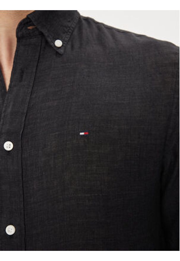 TOMMY HILFIGER - Tommy Hilfiger Koszula MW0MW34602 Czarny Regular Fit. Kolor: czarny. Materiał: len