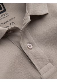 Ombre Clothing - Koszulka męska polo z dzianiny pique - piaskowy V5 S1374 - XXL. Typ kołnierza: polo. Kolor: szary. Materiał: dzianina. Wzór: haft. Styl: klasyczny #7