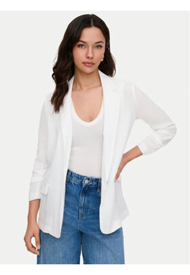 only - ONLY Marynarka Lita 15370275 Biały Regular Fit. Kolor: biały. Materiał: wiskoza