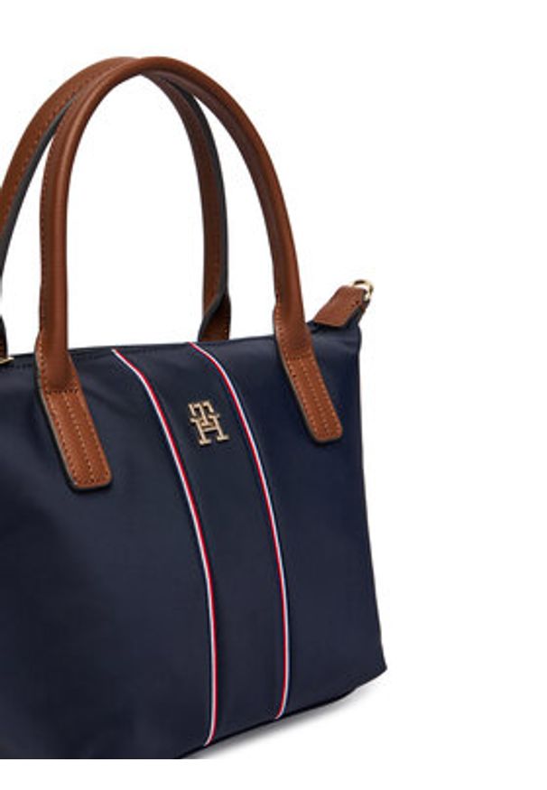 TOMMY HILFIGER - Tommy Hilfiger Torebka Popette Mini Tote Corp AW0AW17707 Granatowy. Kolor: niebieski