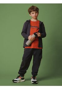 4f - 4F Bluza dresowa regular z kapturem chłopięca - czarna 134 (8-9 lat). Okazja: na co dzień, na uczelnię. Typ kołnierza: kaptur. Kolor: szary. Materiał: dresówka. Długość rękawa: raglanowy rękaw. Wzór: gładki. Sezon: lato. Styl: casual #2