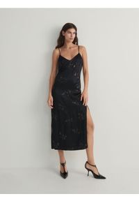 Reserved - Sukienka z wiskozy - czarny. Kolor: czarny. Materiał: wiskoza. Typ sukienki: proste #1