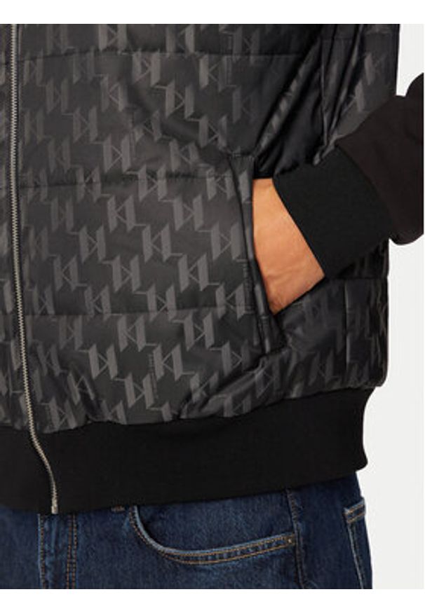 Karl Lagerfeld - KARL LAGERFELD Kurtka przejściowa 505061 544529 Czarny Regular Fit. Typ kołnierza: dekolt w karo. Kolor: czarny. Materiał: syntetyk