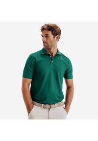 INESIS - Koszulka polo do golfa z krótkim rękawem męska Inesis WW500. Typ kołnierza: polo, golf. Kolor: zielony. Materiał: poliester, materiał. Długość rękawa: krótki rękaw. Długość: krótkie. Styl: sportowy #1
