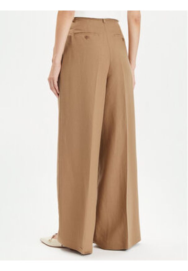Weekend Max Mara Spodnie materiałowe Diletta 2415131062 Brązowy Wide Leg. Kolor: brązowy. Materiał: wiskoza, len