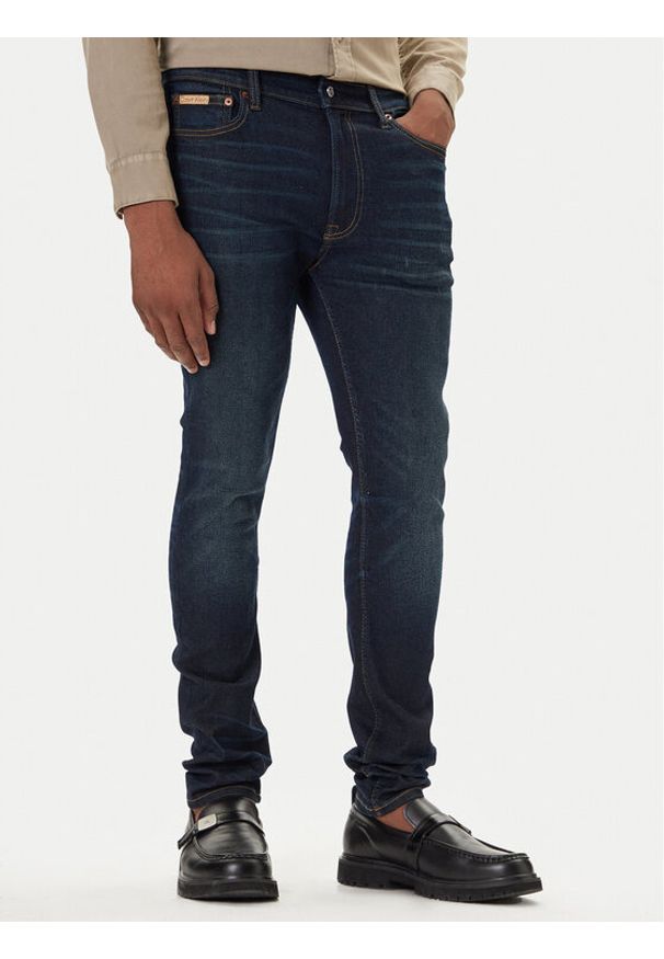 Calvin Klein Jeans Jeansy LV04RD718G Granatowy Skinny Fit. Kolor: niebieski