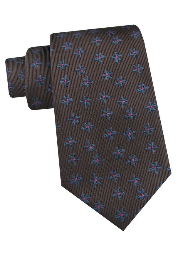 Krawat Męski - Angelo di Monti - Brąz w Drobne Kwiatki. Kolor: brązowy, beżowy, wielokolorowy. Materiał: tkanina. Wzór: kwiaty. Styl: elegancki, wizytowy