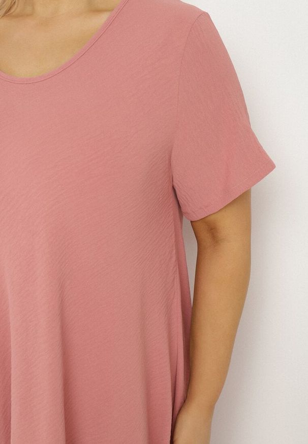 Born2be - Różowa Rozkloszowana Sukienka z Bawełną Elzedia. Okazja: na co dzień. Kolor: różowy. Materiał: bawełna. Typ sukienki: rozkloszowane. Styl: casual, elegancki