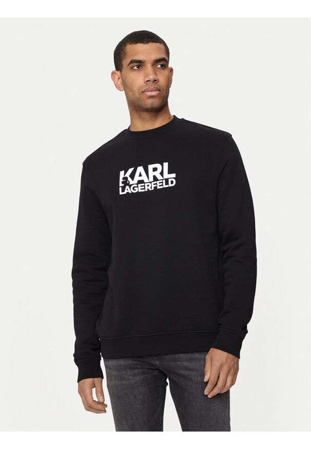Karl Lagerfeld - KARL LAGERFELD Bluza 705091 543917 Czarny Regular Fit. Typ kołnierza: dekolt w karo. Kolor: czarny. Materiał: bawełna