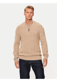 Pierre Cardin Sweter C5 51122/5076/8115 Beżowy Regular Fit. Kolor: beżowy. Materiał: wełna, bawełna