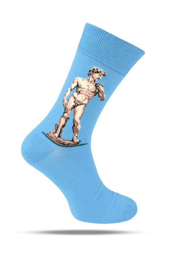 His Story - Tematyczne Skarpetki Bawełniane - Rzeźba Dawida. Kolor: niebieski. Materiał: elastan, bawełna, poliamid