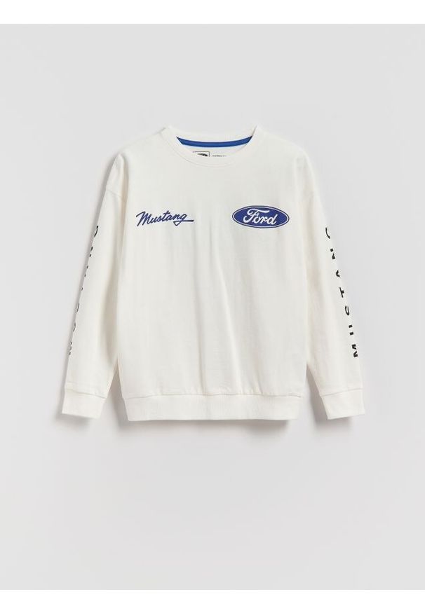 Reserved - Bawełniana bluza Ford - złamana biel. Materiał: bawełna