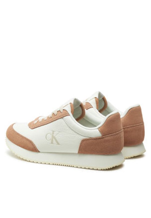 Calvin Klein Jeans Sneakersy Runner Laceup Low Mix Mg YW0YW01798 Biały. Kolor: biały. Materiał: zamsz, skóra