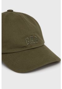 GAP czapka bawełniana kolor zielony gładka. Kolor: zielony. Materiał: bawełna. Wzór: gładki #2