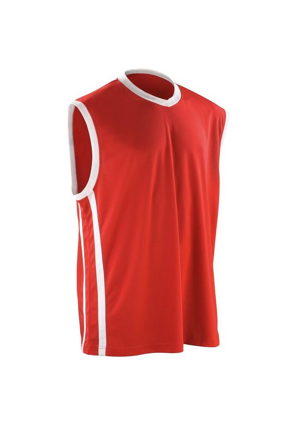 SPIRO - Męski Szybkoschnący Podkoszulek Do Koszykówki. Kolor: czerwony, wielokolorowy, biały. Sport: koszykówka