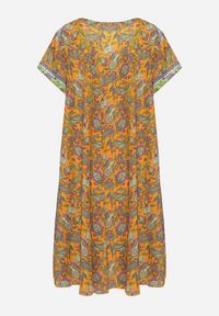 Born2be - Żółta Wiskozowa Sukienka Rozkloszowana we Wzór Paisley Mastis. Kolor: żółty. Materiał: wiskoza. Wzór: paisley #2