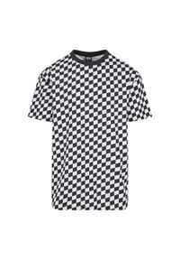 Urban Classics - T-shirt Męski W Kratkę Oversized. Kolor: biały, wielokolorowy, czarny. Wzór: kratka