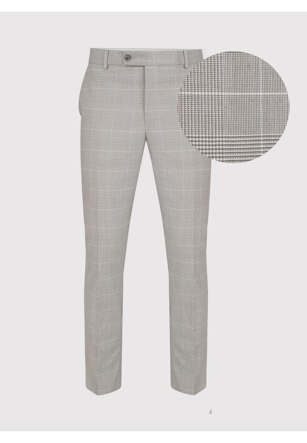 Pako Lorente - Szare spodnie garniturowe w subtelną kratę P22SF-6G-023-S-S. Kolor: szary. Materiał: poliester, elastan, wiskoza