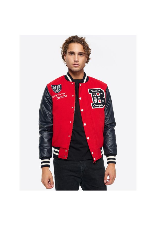 Kurtka puchowa Benlee Newark. Kolor: czerwony, niebieski, wielokolorowy. Materiał: puch. Sport: turystyka piesza