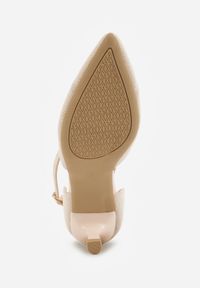 Renee - Beżowe Czółenka z Tkaniny VICES na Niskim Obcasie z Paskiem Wokół Kostki i Wkładką Soft-Step Xylieth. Okazja: na co dzień. Zapięcie: pasek. Kolor: beżowy. Materiał: tkanina. Obcas: na obcasie. Styl: casual, elegancki. Wysokość obcasa: niski #7