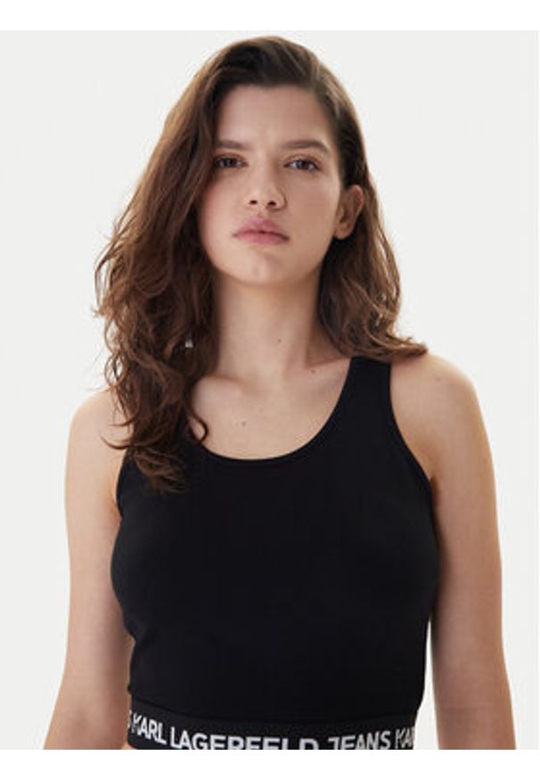 Karl Lagerfeld Jeans Top B1W17048 Czarny Slim Fit. Kolor: czarny. Materiał: bawełna