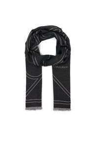 Calvin Klein Szal Emblem Repeat Lw Shawl W Fringes LV04F8074G Czarny. Kolor: czarny. Materiał: materiał #1
