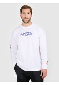 4f - 4F Longsleeve loose z nadrukiem męski - biały XL. Okazja: na co dzień. Kolor: biały. Materiał: materiał. Długość rękawa: długi rękaw. Długość: długie. Wzór: nadruk. Styl: casual, klasyczny #1