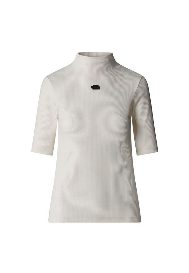 Koszulka damska The North Face Mock Neck Slim 0A89C3QLI1 - biała. Typ kołnierza: golf. Kolor: biały. Materiał: poliester, materiał, elastan, bawełna. Długość rękawa: krótki rękaw. Długość: krótkie. Sport: golf