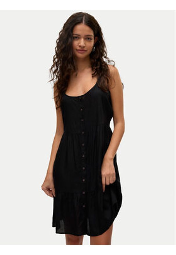 Vero Moda Sukienka letnia Bumpy 10325283 Czarny Loose Fit. Kolor: czarny. Materiał: wiskoza. Sezon: lato