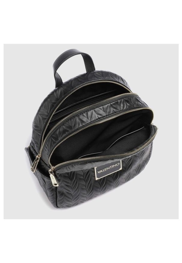 Valentino by Mario Valentino - VALENTINO Tłoczony czarny plecak z logo sunny re backpack. Kolor: czarny