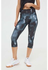 Reebok legginsy treningowe Identity kolor czarny wzorzyste. Kolor: czarny. Materiał: skóra, materiał #2