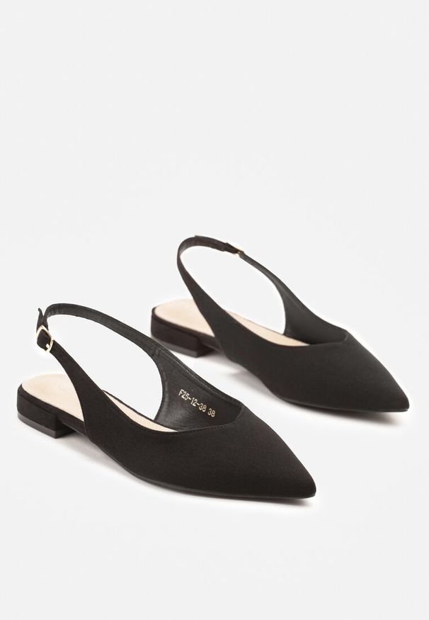 Renee - Czarne Sandały Slingback Vices z Wkładką ze Skóry Naturalnej Annisae. Okazja: na spotkanie biznesowe. Zapięcie: sprzączka. Kolor: czarny. Materiał: skóra. Obcas: na obcasie. Styl: elegancki, biznesowy, klasyczny. Wysokość obcasa: niski