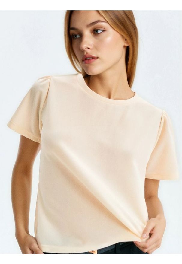 Sinsay - Koszulka basic - żółty. Kolor: żółty