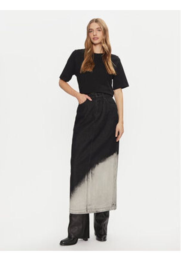 Vero Moda Spódnica jeansowa Candice 10330206 Czarny Regular Fit. Kolor: czarny. Materiał: bawełna