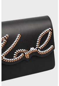 Karl Lagerfeld torebka skórzana 221W3054 kolor czarny. Kolor: czarny. Wzór: haft. Dodatki: z haftem. Materiał: skórzane. Rodzaj torebki: na ramię #2