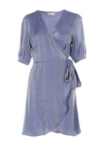 Born2be - Niebieska Sukienka Savariphia. Kolor: niebieski. Materiał: tkanina. Długość rękawa: krótki rękaw. Typ sukienki: kopertowe, trapezowe. Długość: mini #2