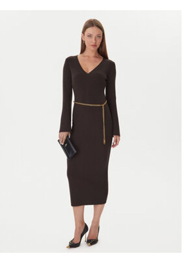 MICHAEL Michael Kors Sukienka dzianinowa MF5835G4VR Brązowy Slim Fit. Kolor: brązowy. Materiał: wełna