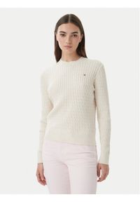 TOMMY HILFIGER - Tommy Hilfiger Sweter WW0WW44993 Écru Regular Fit. Kolor: kremowy. Materiał: bawełna #1