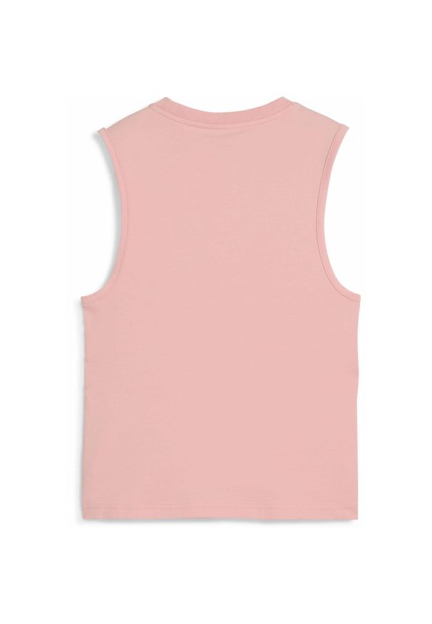 Puma - Damska wąska koszulka bez rękawów z logo No. 1 ESS PUMA Pink Fruit. Kolor: różowy. Materiał: guma. Długość rękawa: bez rękawów. Wzór: nadruk