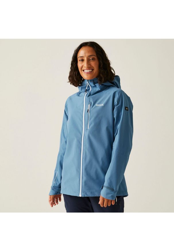 Regatta - Kurtka turystyczna przeciwdeszczowa damska Birchdale wodoodporna. Kolor: niebieski. Materiał: tkanina, poliester. Sport: turystyka piesza